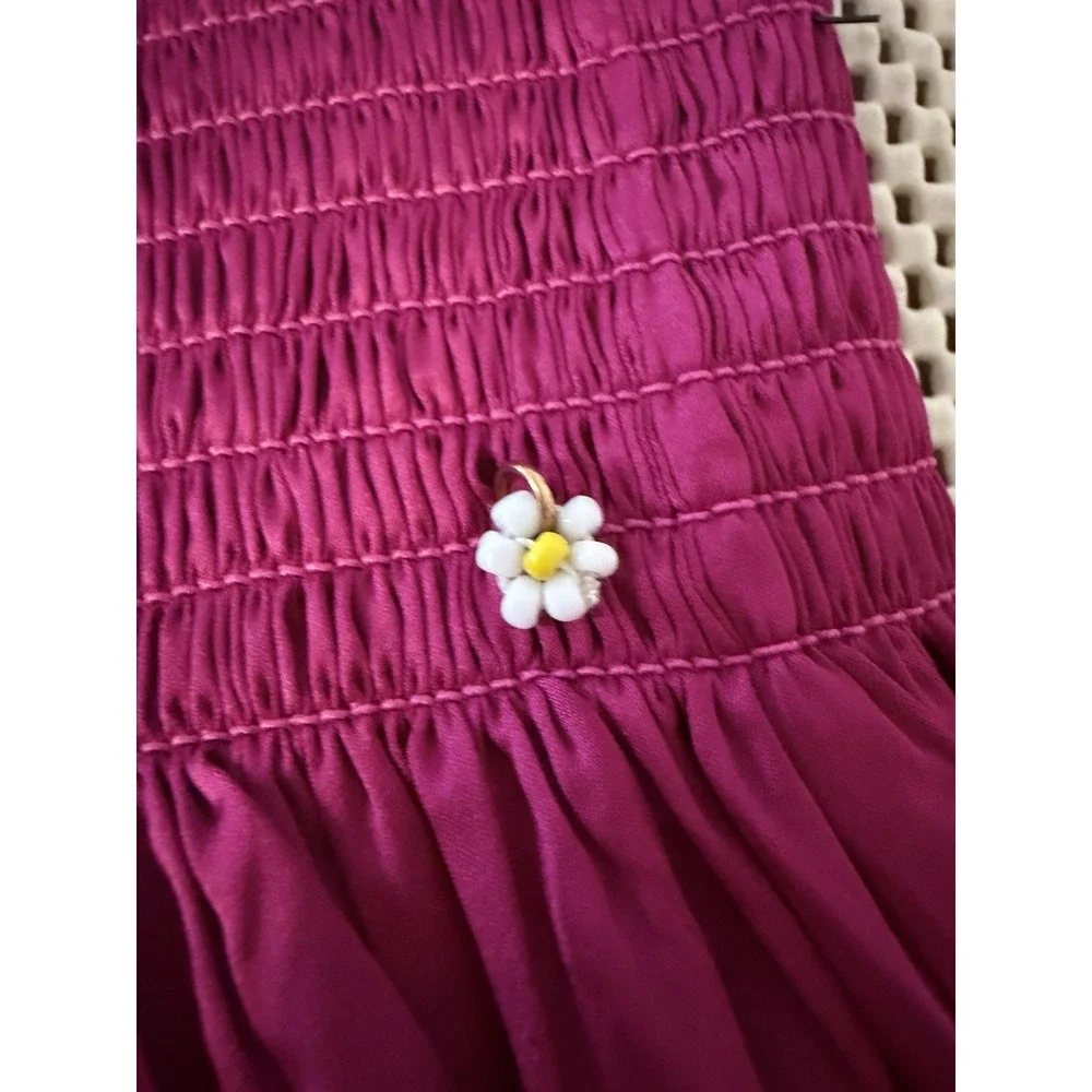 Natural Life Skort Skirt Shorts S Magenta Daisy Smocked Waist Boho Hippie Gypsy